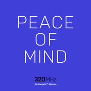 peace of mind slogan on blue background