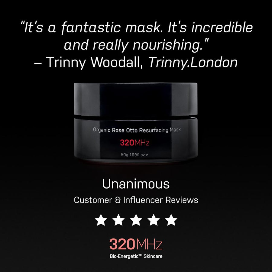 another trinny woodall quote about the product resurfacing mask saying it's a fantastic mask.