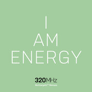 I am energy text over green background