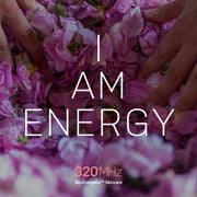 i am energy and rose petals in the background