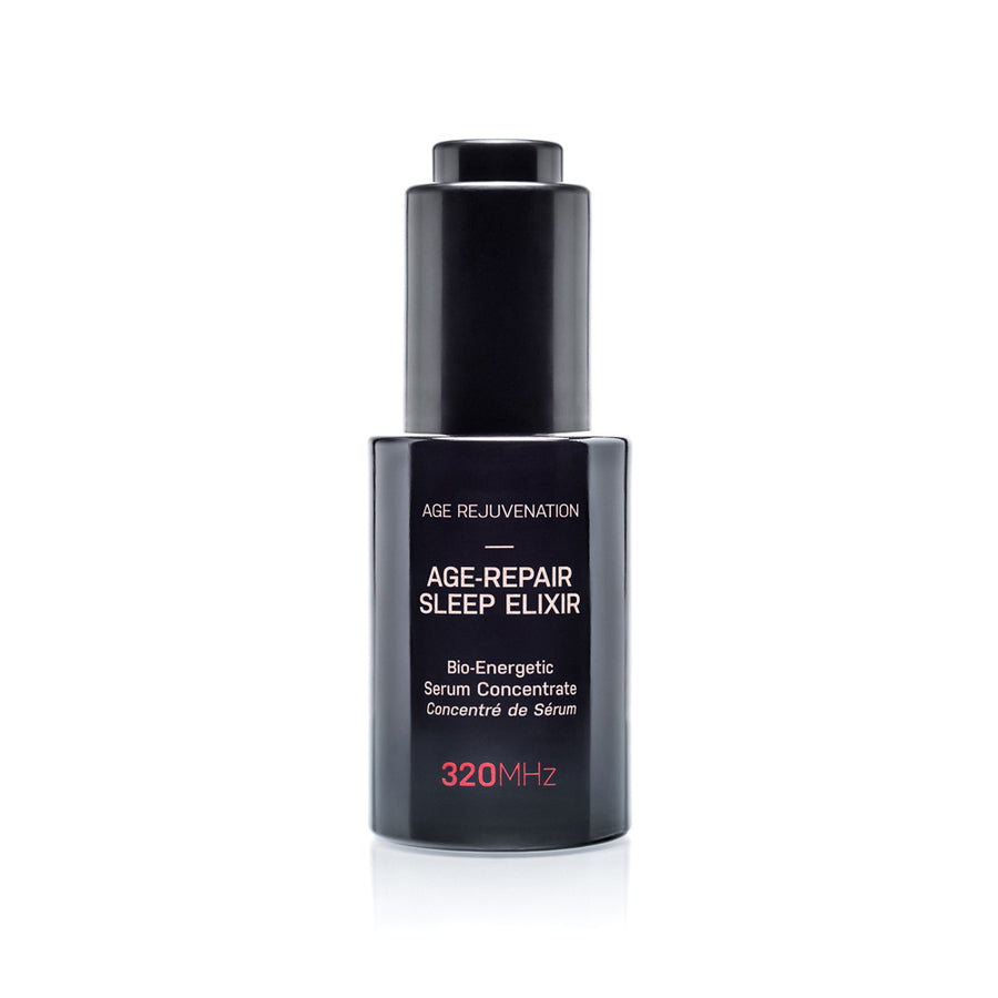 Bottle of Age-Repair Sleep Elixir on a white background